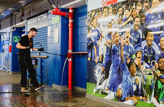 Drain unblocking for stadiums