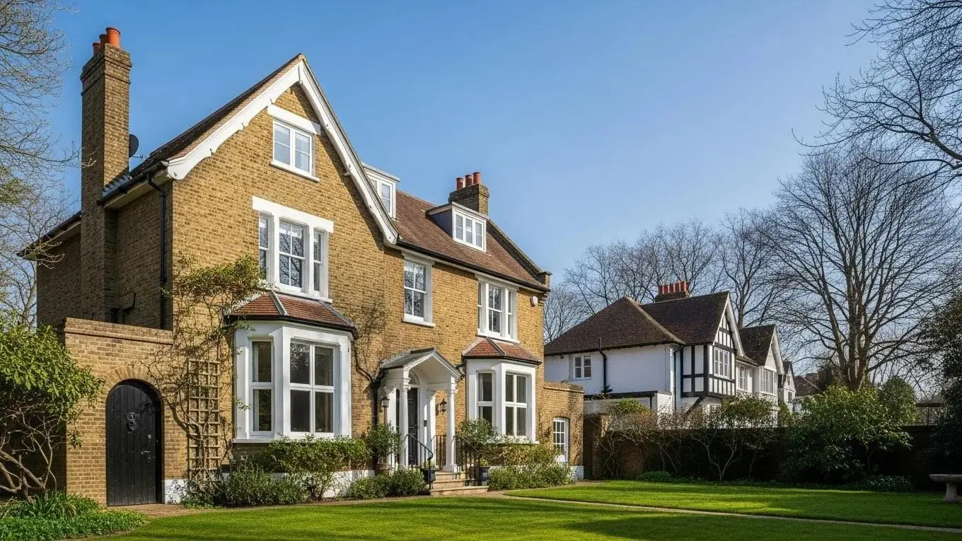 Historic London home emphasizing drainage solutions and architectural features